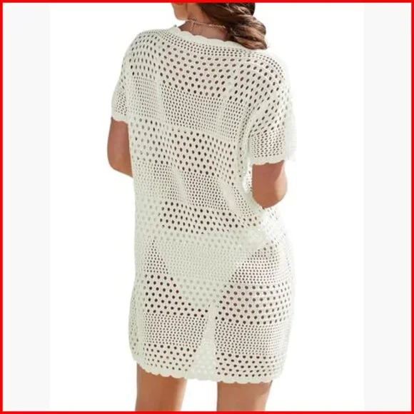 Crochet Cover Up Loose Fit Polyester Beach Dress Swimwear